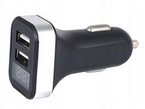 Ładowarka 2x USB, 2.1A, do gniazda zapalniczki 12/24V z woltomierzem