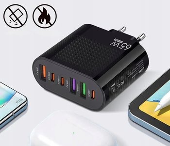 Ładowarka 65W 3xUSB Typu C i 3xUSB Typu A QC3.0 CZARNA - Inny producent