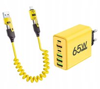 Ładowarka 65W PD QC 3.0 + Kabel 4w1 USB-C Lightning Szybkie Ładowanie