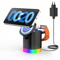 Ładowarka bezprzewodowa 3w1 z RGB i kątem 45° iPhone AirPods