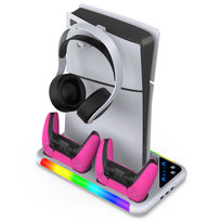 Ładowarka do padów PS5 Podwójna Stacja Ładująca Dokująca Chłodząca LED RGB