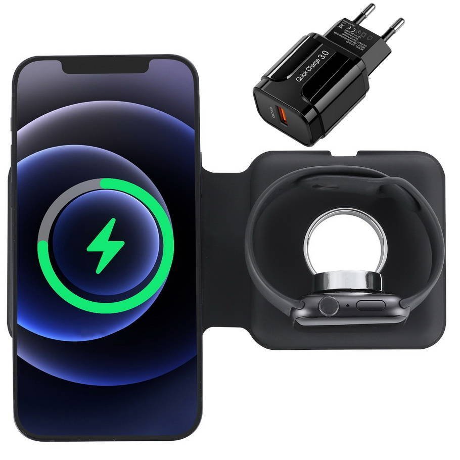 Фото - Зарядний пристрій Fold Ładowarka  Duo Q500 do MagSafe iPhone / Apple Watch / AirPods  (Black)