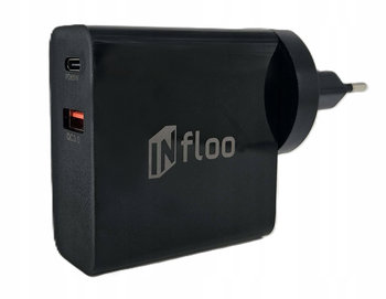 Ładowarka GAN sieciowa INfloo 65W REALNE ! QC3.0 PD USB-C USB-A GNIAZDKO czarna - InFloo