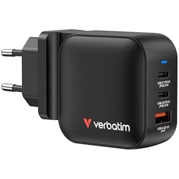 Ładowarka GaN - VERBATIM - Mini Ładowarka 70W - 3 Porty - Adaptery UE i UK - Smartfony/Tablety - Verbatim