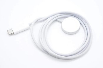 Ładowarka magnetyczna Riff typu C do inteligentnych zegarków z serii Apple 1 - 8 / SE / Airpods Pro 2 z tkanym kablem 1 m biała - RIFF