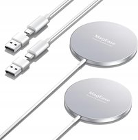 Ładowarka MagSafe MagEase 2x Qi USB-C iPhone 16-12 AirPods Biała