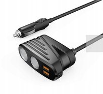 Ładowarka samochodowa 2 w 1 ROZDZIELACZ GNIAZDA ZAPALNICZKI 2x USB 2x AC