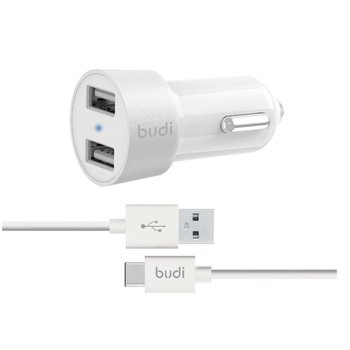 Ładowarka samochodowa BUDI, 2.4 A, 2 x USB - Budi