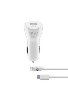 Ładowarka samochodowa Cellularline USB-C 18 W + USB-A 12 W do szybszego ładowania urządzeń Apple    - Cellular Line