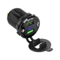 Ładowarka samochodowa do montażu USB z Quick Charge i miernikiem napięcia Peiying