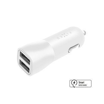 Ładowarka samochodowa FIXED z wyjściem 2xUSB, 15W Smart Rapid Charge, biała - FIXED