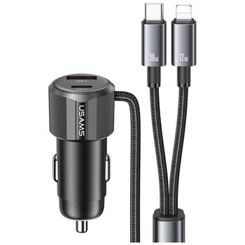 Ładowarka samochodowa USAMS YT Series CC287 66W 1xUSB-A 1xUSB-C + kabel 2w1 USB-C/Lightning tarnish - USAMS
