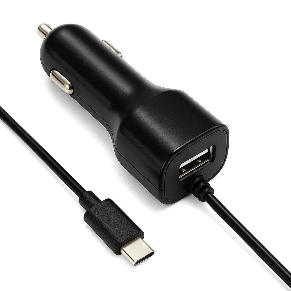 ŁADOWARKA SAMOCHODOWA USB TYP-C 2A CZARNA VEGA PROTON + PORT USB 2100mA