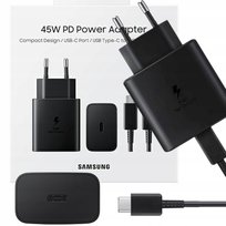 ŁADOWARKA SAMSUNG 45W SZYBKA ORYGINALNA FAST CHARGING CZARNA KABEL USB-C 1m