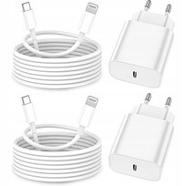 Ładowarka sieciowa Apple Lightning do iPhone Zestaw 2 Sztuki + 2 Kable 2M z Certyfikatem MFi Apple