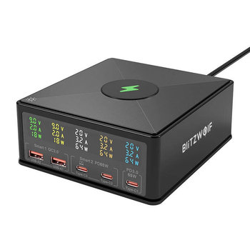 Ładowarka sieciowa Blitzwolf 868H, 2xUSB-A, 3xUSB typu C, 160W (czarny) - BlitzWolf