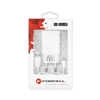 Ładowarka Sieciowa Forcell z kablem USB typ C - 2,4A 18W z funkcją Quick Charge 3.0 - Forcell