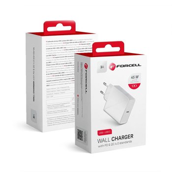 Ładowarka Sieciowa Forcell ze złączem USB typ C - 3A 45W z funkcją ładowania PD i QC 4.0 - Forcell