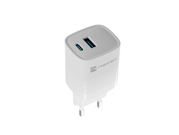 Ładowarka sieciowa natec ribera gan 1x usb-a + 1x usb-c 30w biała - Natec