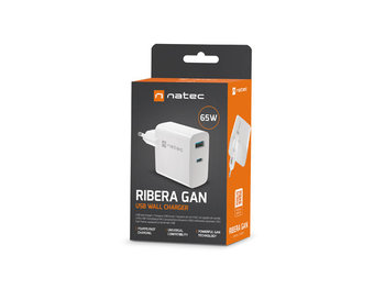 Ładowarka sieciowa natec ribera gan 1x usb-a + 1x usb-c 65w biała - Natec