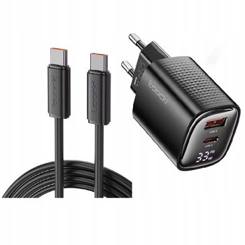 ŁADOWARKA SIECIOWA TOOCKI 33W Z KABLEM 1m USB-C + USB-C - Toocki