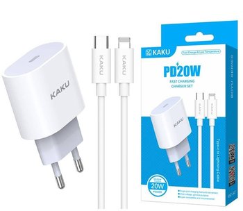 Ładowarka Sieciowa USB-C PD 20W 3A KAKU KSC-547 Quick Charge 3.0 + Kabel TYP C na LIGHTNING IPHONE biała - KAKU