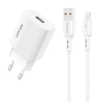 Ładowarka sieciowa Vipfan E01, 1x USB, 2.4A + kabel Lightning (biała) - Inny producent