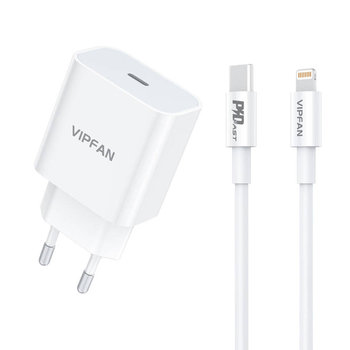 Ładowarka sieciowa Vipfan E04, USB-C, 20W, QC 3.0 + kabel Lightning (biała) - Inny producent