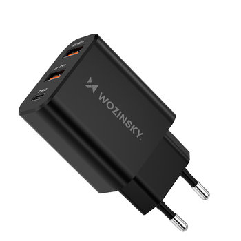 Ładowarka sieciowa Wozinsky CWCUCB 30W USB-C / 2 x USB-A - czarny - Wozinsky