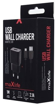 Ładowarka sieciowa zasilacz 2.1A Maxlife +kabel Micro USB Fast Charge czarna - Nemo