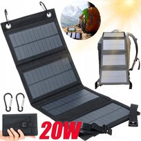 ŁADOWARKA SŁONECZNA DO TELEFONU PANEL SOLARNY 20W SKŁADANY IP65 WODOODPORNY ZREE