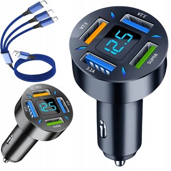 Ładowarka Szybka 3.1A Samochodowa do Auta LED QC 3.0 x3 USB PD 66W - MON