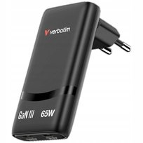 Ładowarka Verbatim GaN 65W, 2xUSB-C PD 3.0, szybkie ładowanie Verbatim