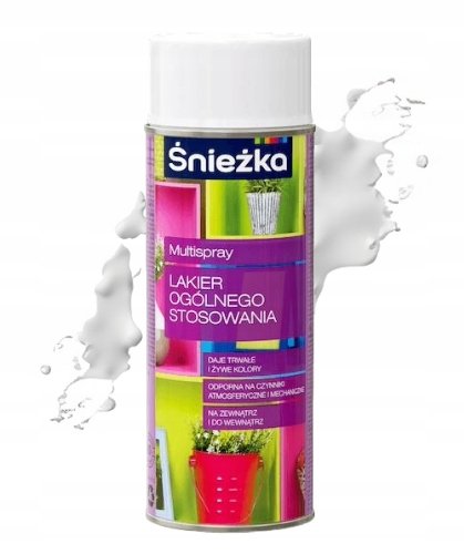 Lakier w sprayu biały z połyskiem uniwersalny Śnieżka 400 ml - Śnieżka ...