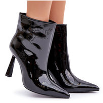 Lakierowane Botki Na Szpice Wsuwane Czarne Seliri-40