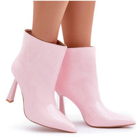 Lakierowane Botki Na Szpice Wsuwane Jasnoróżowe Seliri-40