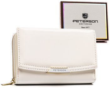 Lakierowany portfel damski na karty z ochroną RFID Peterson, biały - Peterson