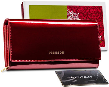 Lakierowany portfel z portmonetką na suwak RFID — Peterson - Peterson