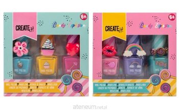 Lakiery do paznokci dla dziewczynki + pierścionki Candy Create it - zabawki kreatywne dla dziewczynek - Create it