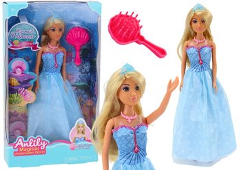 Lalka Anlily Syrenia Księżniczka Niebieska Sukienka Szczotka - Lean Toys