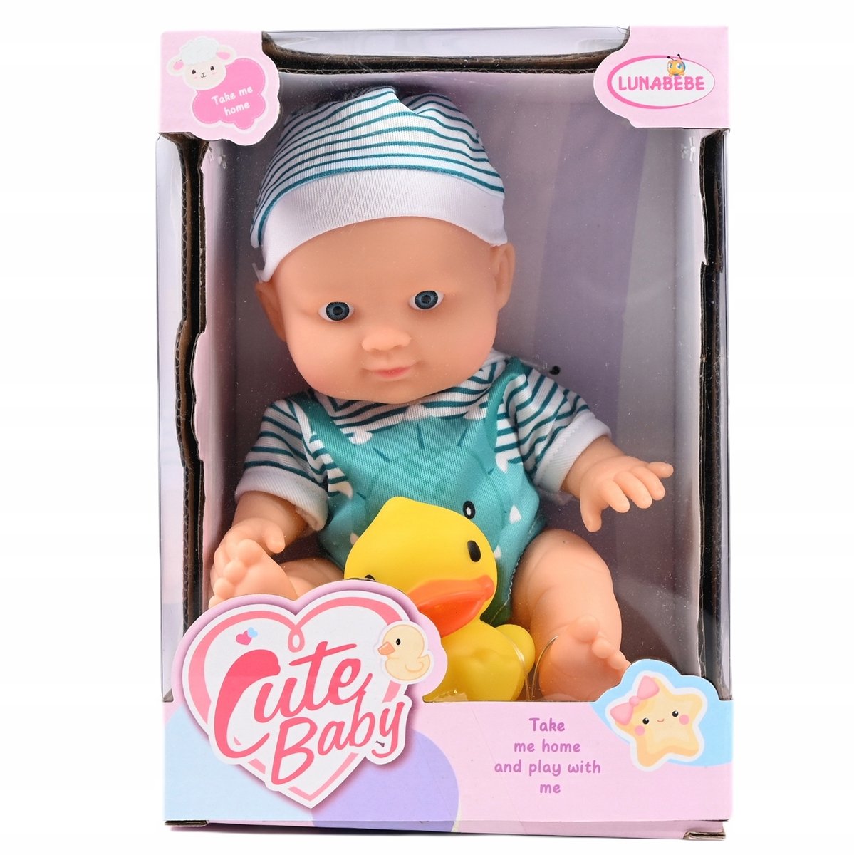 LALKA BOBAS JAK ŻYWY NOWORODEK 22CM NIEMOWLAK ŻÓŁTA KACZKA DO KĄPIELI ...
