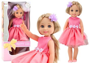 Lalka Długie Włosy Różowa Sukienka Spinka Szczotka 38cm - Inna marka