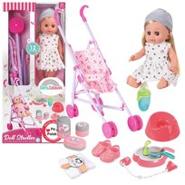 Lalka Martynka Interaktywna + Wózek Dla Lalek Pijąca Sikająca Bobas Niemowlak