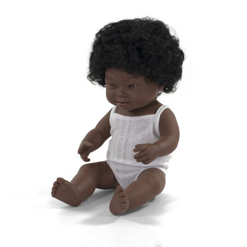 Lalka Miniland dziewczynka Afrykanka z zespołem Downa 38 cm - Miniland