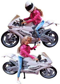 Lalka Na Motorze Ścigaczu Motocyklu Sportowym Motor Biały Prezent Dla Dziewczynki - PakaNiemowlaka