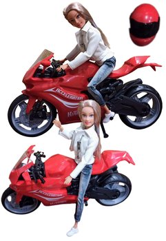 Lalka Na Motorze Ścigaczu Motocyklu Sportowym Motor Czerwony Prezent Dla Dziewczynki - PakaNiemowlaka