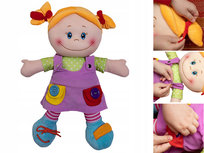 Lalka SZMACIANKA 46cm do nauki ZAPINANIA Szmaciana dla dziewczynki