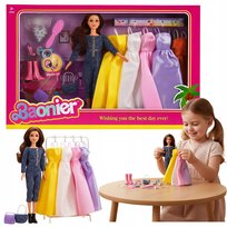 LALKA ZESTAW Z AKCESORIAMI IDEALNY PREZENT SUKIENKI TOREBKI BUTY DODATKI