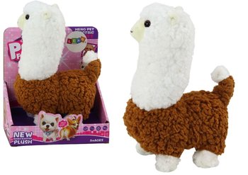 Lama Interaktywne Zwierzątko Alpaka Brązowa Chodzi Gra 23 cm - Lean Toys