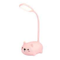 Lamka silikonowa kot Różowa na biurko dla dzieci do czytania karmienia